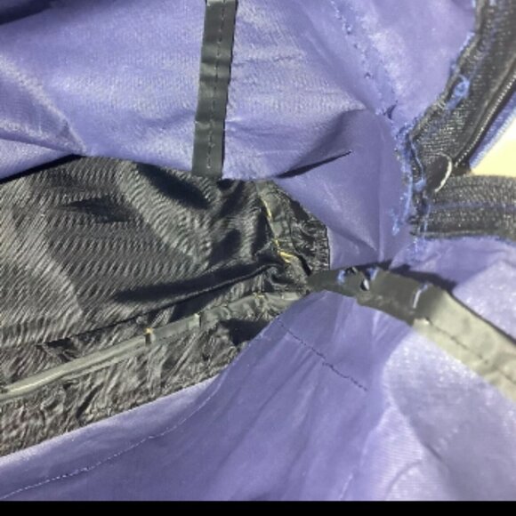 Vintage Arizona Jean Co Leather Bottom Backpack 15" x 12" Blue - Picture 5 of 10